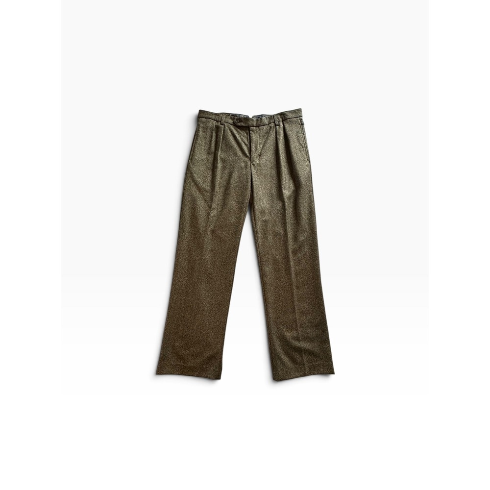 TreVero Loro Piana Wool Dress Pants Mens 36x31 Brown Pleated EUC
